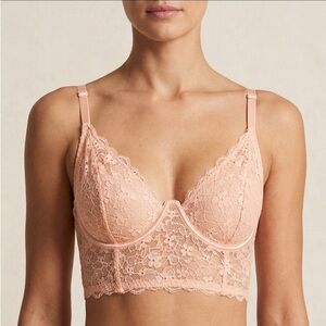 NEW VICTORIA’S SECRET DREAM ANGELS Peach Lace Longline Bralette -  Corset 34C